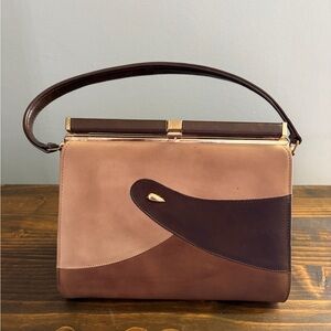 Vintage Airstep MCM Top Handle Brown & Beige Handbag Made- Faux Leather & Suede